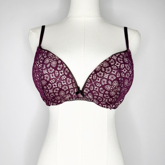 Victoria’s Secret Dream Angels Push-Up Bra 34C Purple Lace Size: 34C - Picture 1 of 5